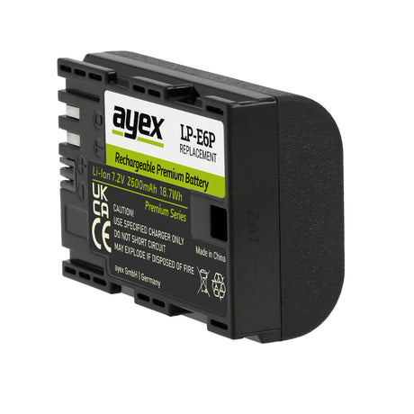 ayex LP-E6P Akku 2600mAh für Canon EOS R5 Mark II, R6, R7, R5, 5D Mark IV