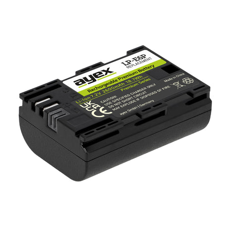 ayex LP-E6P Akku 2600mAh für Canon EOS R5 Mark II, R6, R7, R5, 5D Mark IV