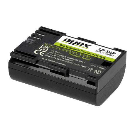 ayex LP-E6P Akku 2600mAh für Canon EOS R5 Mark II, R6, R7, R5, 5D Mark IV