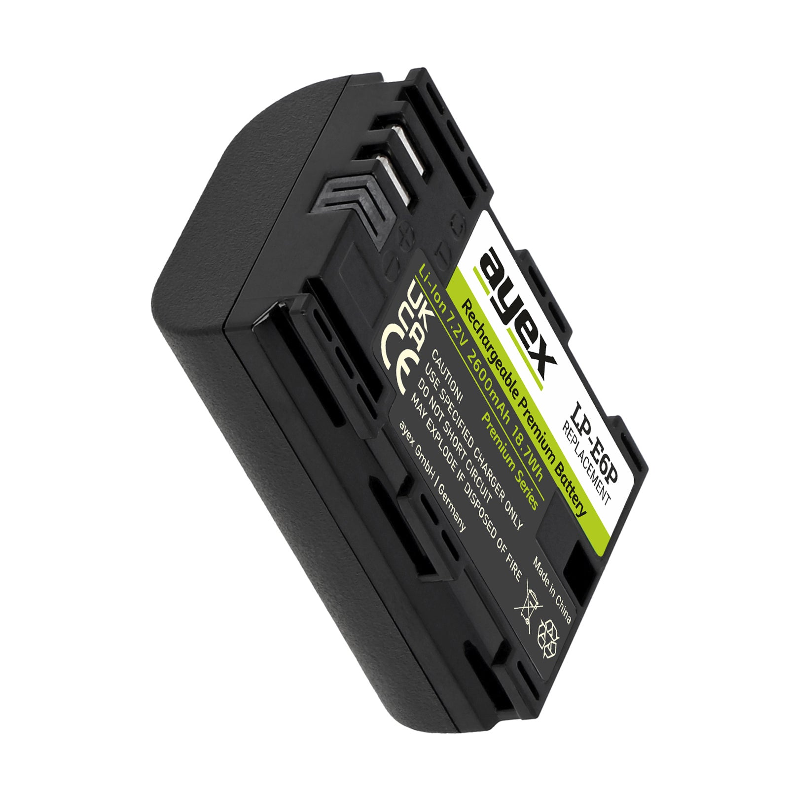 ayex LP-E6P Akku 2600mAh für Canon EOS R5 Mark II, R6, R7, R5, 5D Mark IV