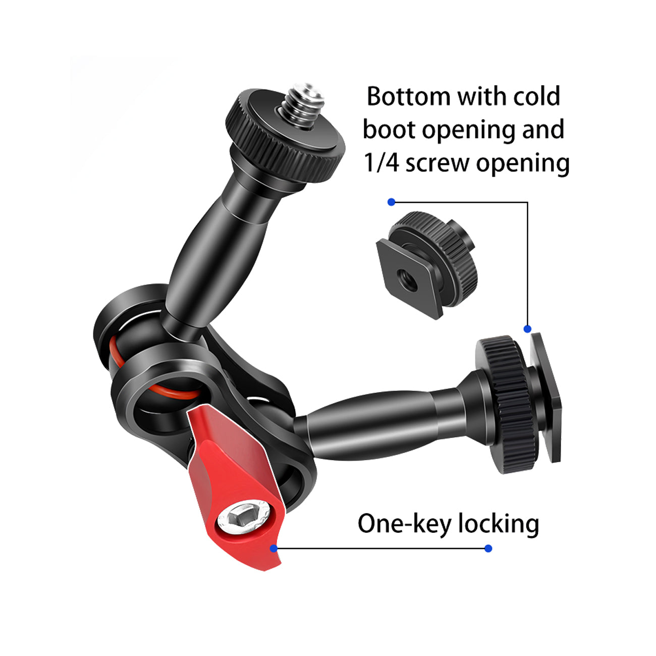 ayex Magic Arm 145mm Gelenkarm mit 1/4 Zoll Schraube Kamera Zubehör Halter für LED Licht, Monitor, Mikrofon