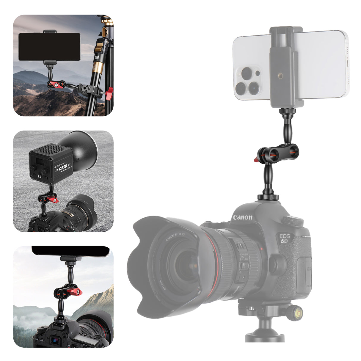 ayex Magic Arm 220mm Doppel Gelenkarm mit 1/4 Zoll Schraube verstellbarer Kamera Zubehör Arm für LED Licht, Monitor, Mikrofon
