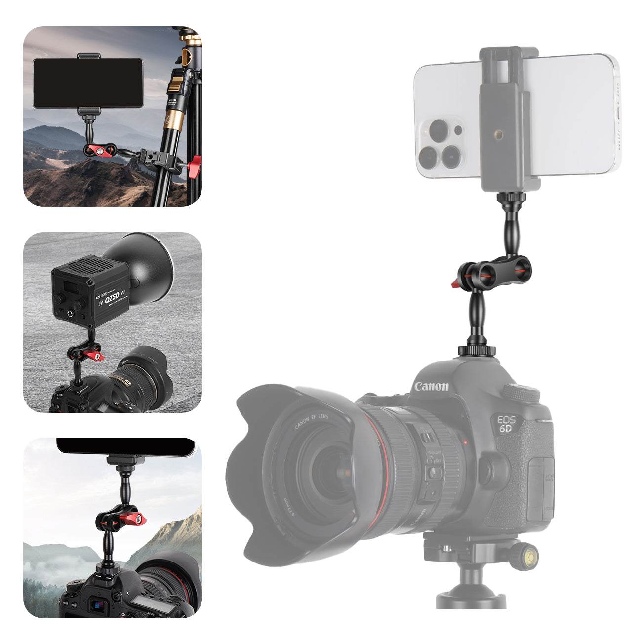 ayex Magic Arm 220mm Doppel Gelenkarm mit 1/4 Zoll Schraube verstellbarer Kamera Zubehör Arm für LED Licht, Monitor, Mikrofon