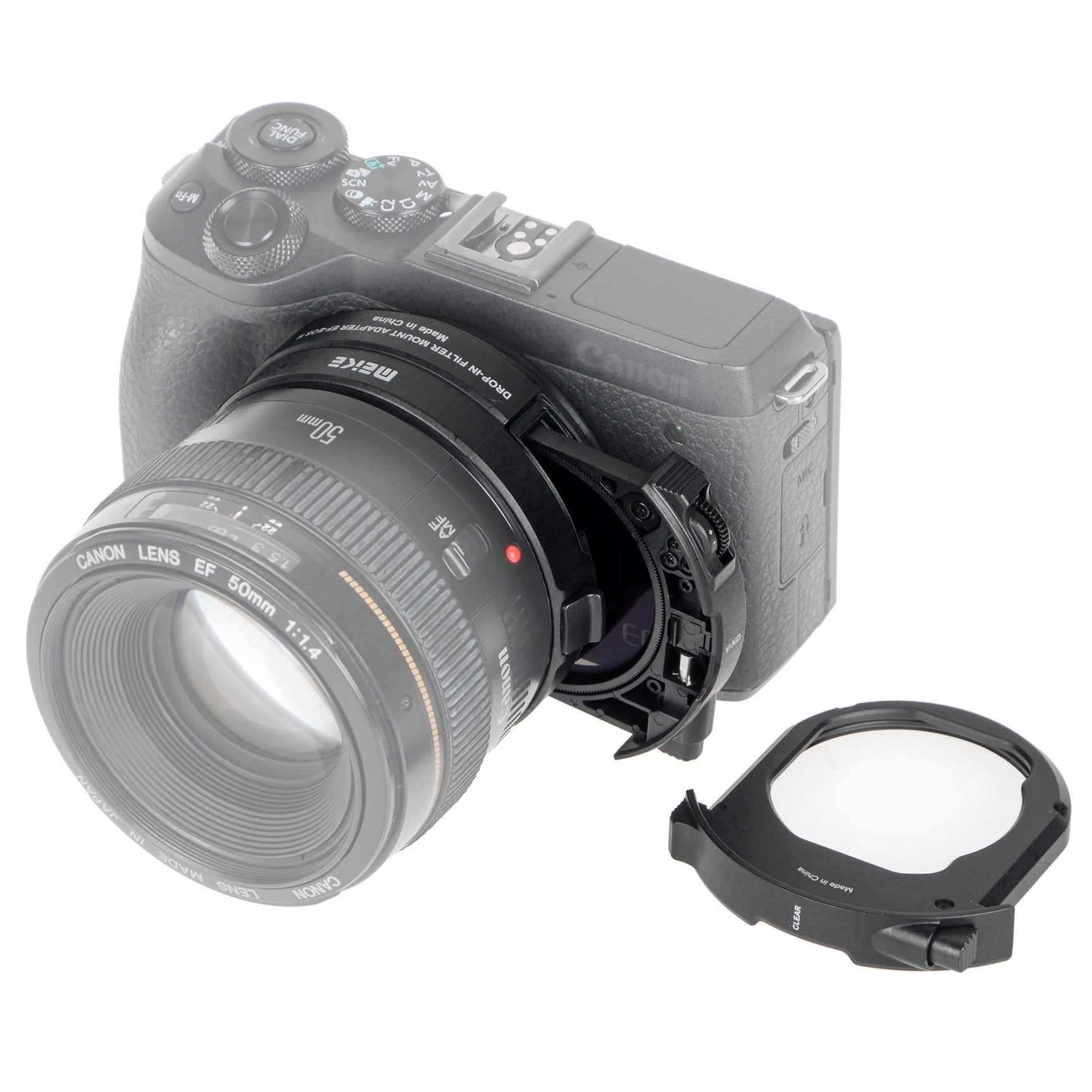 Meike MK-EFTM-C Mount-Adapter für Canon EF auf Canon EOS M Inkl. variablem ND-Filter und klarem UV-Filter
