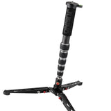 JUSINO Leichtes Karbon-Monopod bis 140cm/18kg ausklappbare Standspinne Kugelgelenk Tischstativ-Funktion