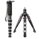 JUSINO Leichtes Karbon-Monopod bis 140cm/18kg ausklappbare Standspinne Kugelgelenk Tischstativ-Funktion