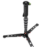JUSINO Leichtes Karbon-Monopod bis 140cm/18kg ausklappbare Standspinne Kugelgelenk Tischstativ-Funktion
