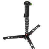 JUSINO Leichtes Karbon-Monopod bis 140cm/18kg ausklappbare Standspinne Kugelgelenk Tischstativ-Funktion
