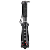 JUSINO Leichtes Karbon-Monopod bis 140cm/18kg ausklappbare Standspinne Kugelgelenk Tischstativ-Funktion