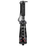 JUSINO Leichtes Karbon-Monopod bis 140cm/18kg ausklappbare Standspinne Kugelgelenk Tischstativ-Funktion