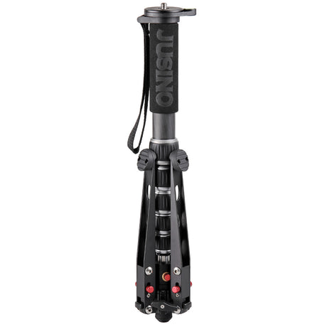 JUSINO Leichtes Karbon-Monopod bis 140cm/18kg ausklappbare Standspinne Kugelgelenk Tischstativ-Funktion