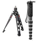 JUSINO Leichtes Karbon-Monopod bis 140cm/18kg ausklappbare Standspinne Kugelgelenk Tischstativ-Funktion