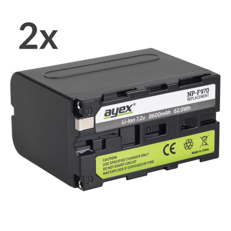 NP-F970 Akku 2er Set für z.B. Sony Camcorder ersetzt NP-F960 NP-F750 NP-F950 NP-F730 NP-F930 o.ä.