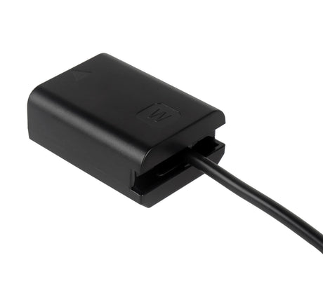 DC-Coupler für Sony Kameras mit NP-FW50 Akku-Dummy für permanente Stromversorgung über z.B. V-Mount Akku