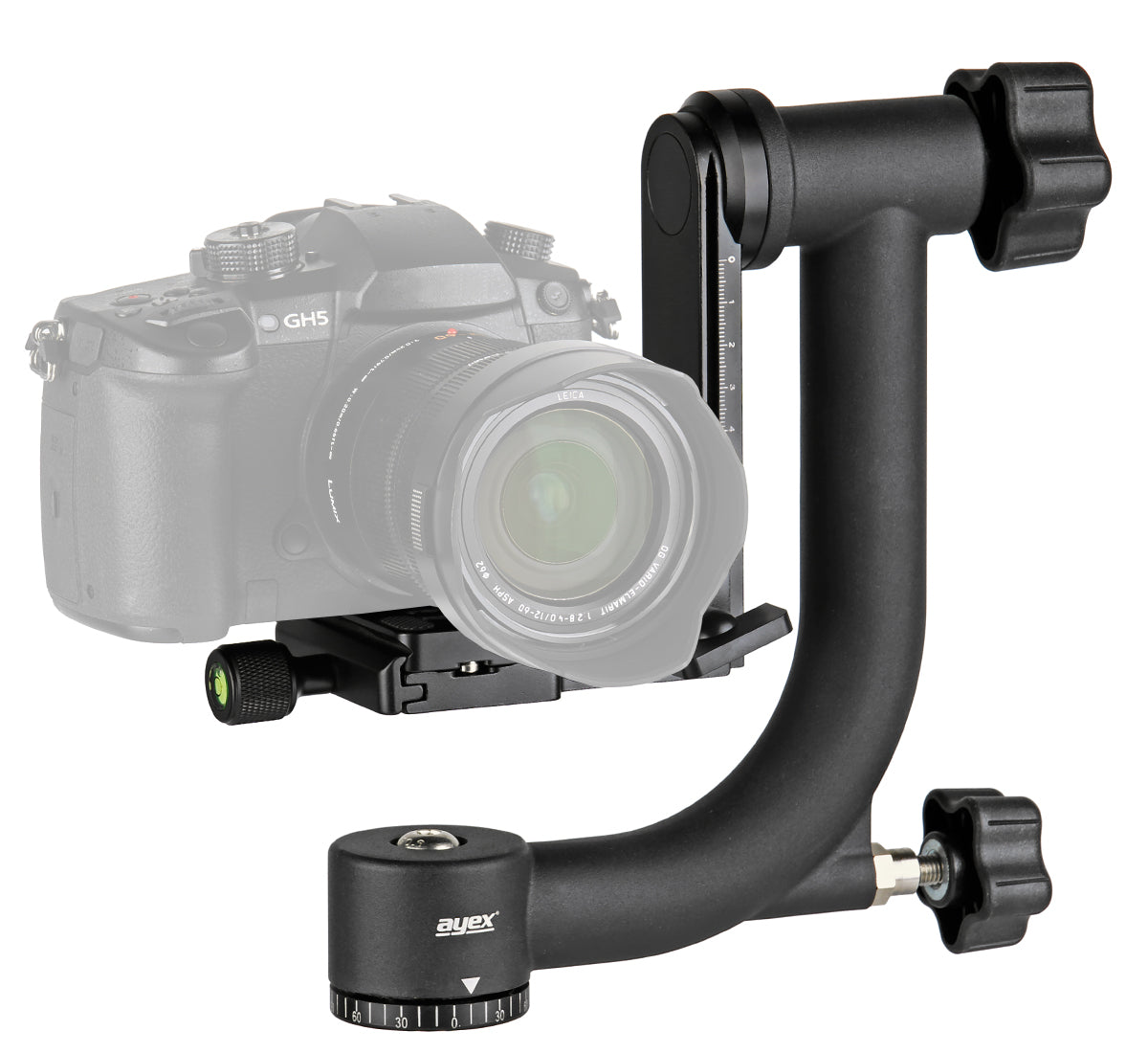ayex Gimbal Stativkopf für Teleobjektive 360° Panorama Gimbal Head mit Schnellwechselplatte