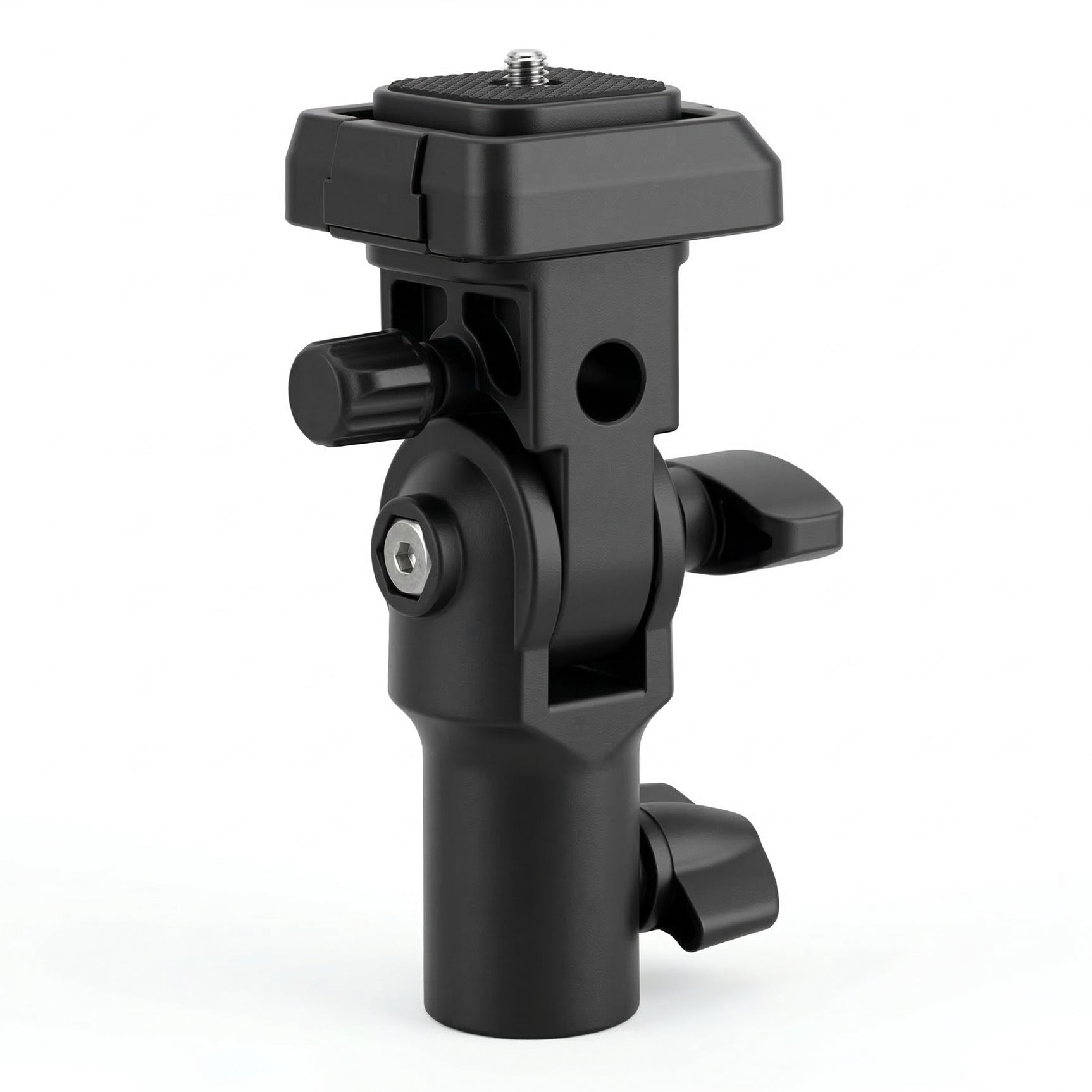Lampenstativ Adapter mit Schnellwechselplatte – Neigekopf mit Schirmhalter für Blitz, LED-Licht und Kamera