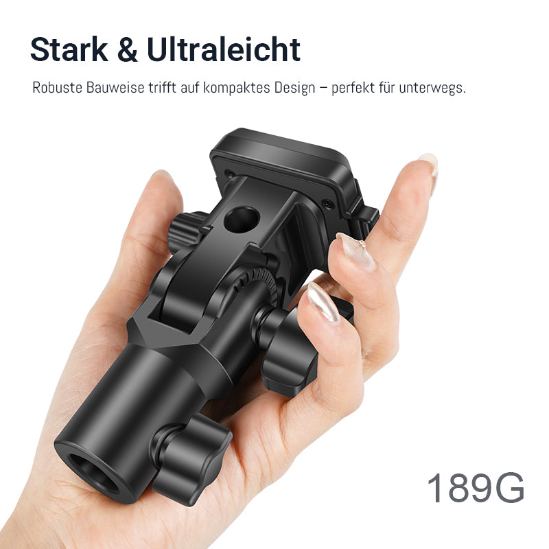 Lampenstativ Adapter mit Schnellwechselplatte – Neigekopf mit Schirmhalter für Blitz, LED-Licht und Kamera