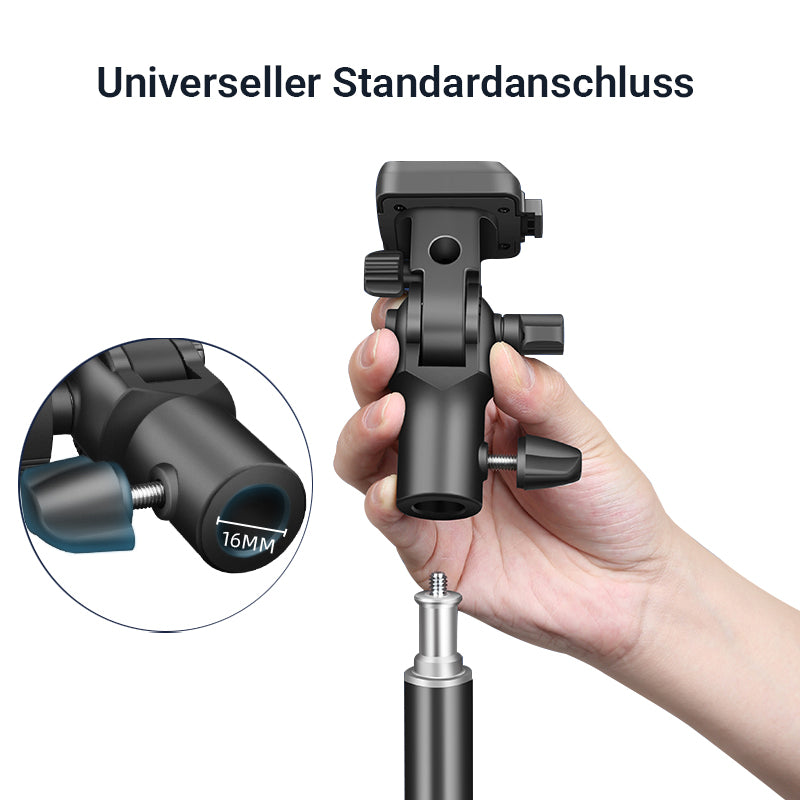 Lampenstativ Adapter mit Schnellwechselplatte – Neigekopf mit Schirmhalter für Blitz, LED-Licht und Kamera