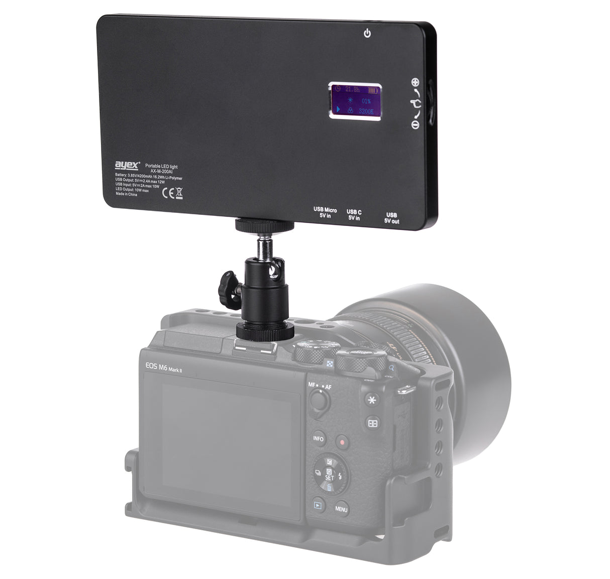 ayex LED Videoleuchte USB perfekte Ausleuchtung von Portraits Produktbildern Dimmbar 3200-5600k 200 LED-Perlen