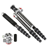 JUSINO Vielseitiges Karbon Tripod mit Monopod-Funktion bis 158cm 8kg + Kugelkopf TK-2535C FGS-30