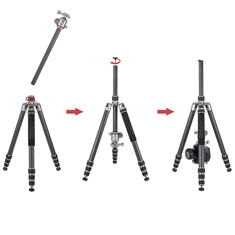 JUSINO Karbon Traveller Tripod mit Kugelkopf Monopod-Funktion bis 171,5cm 15kg TK-284C FGS-36