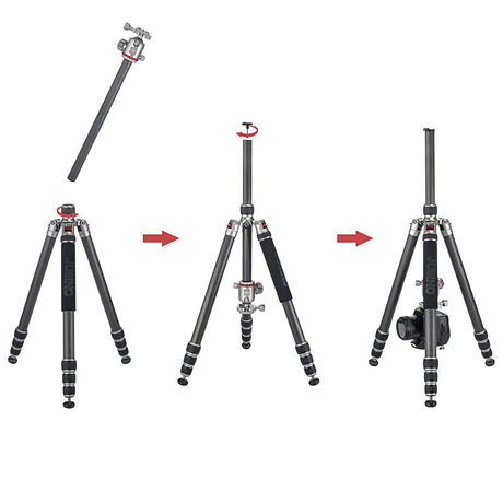 JUSINO Profi Traveller Karbon-Stativ Monopodfunktion bis 182cm 18kg + Kugelkopf FGS-41 TK-324C