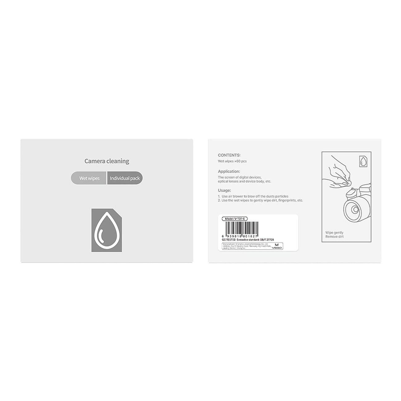 VSGO Reinigungstücher Feuchttücher für Kamera, Display & Smartphone 60er Set