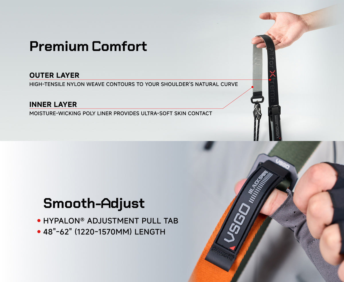 VSGO Black Snipe Urban Kamera-Gurt (Q-Black) mit Quick-Release Anti-Twist & Handgurt-Set