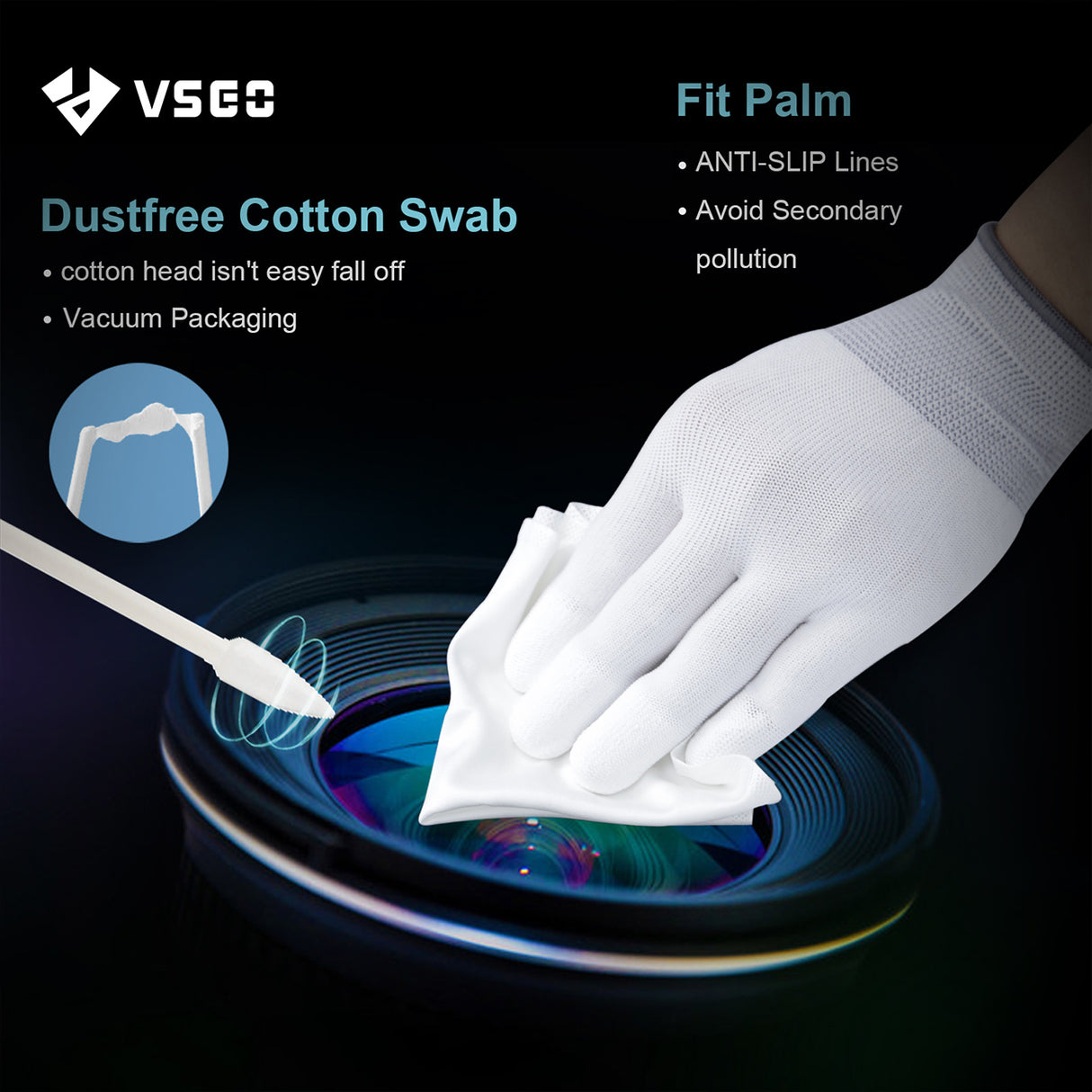 VSGO Professionelles Kamera-Reinigungsset mit Tasche Blasebalg Reinigungsstift & Spray VS-A3E