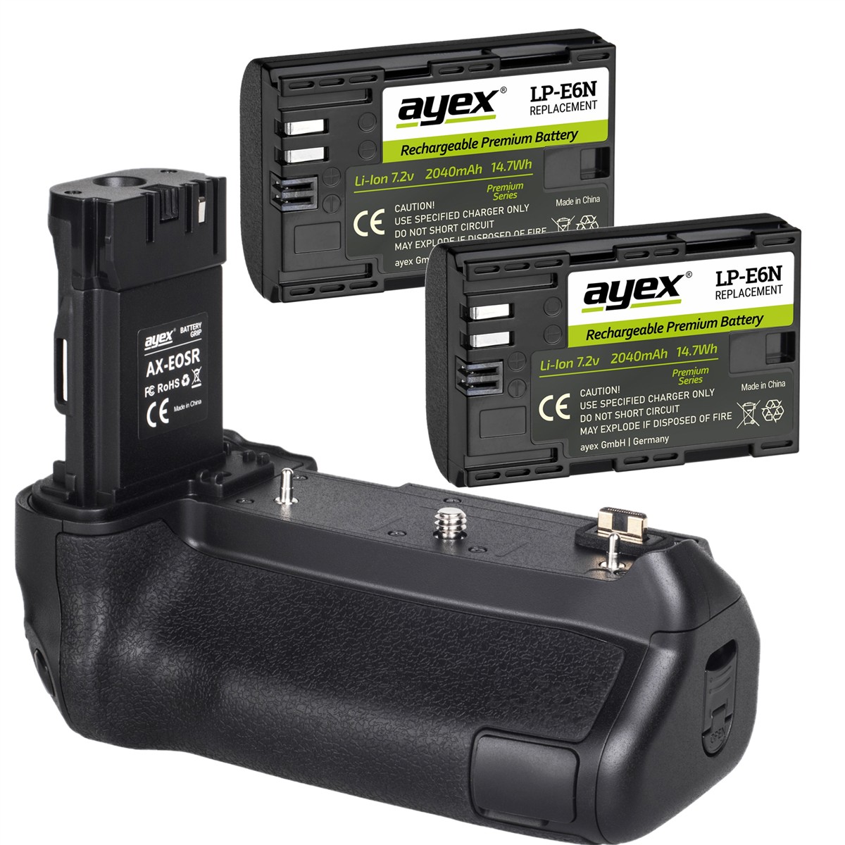Batteriegriff Set für Canon EOS R Ra Handgriff mit Ladefunktion + 2x LP-E6N Akkus Inkl. USB-C Netzteil