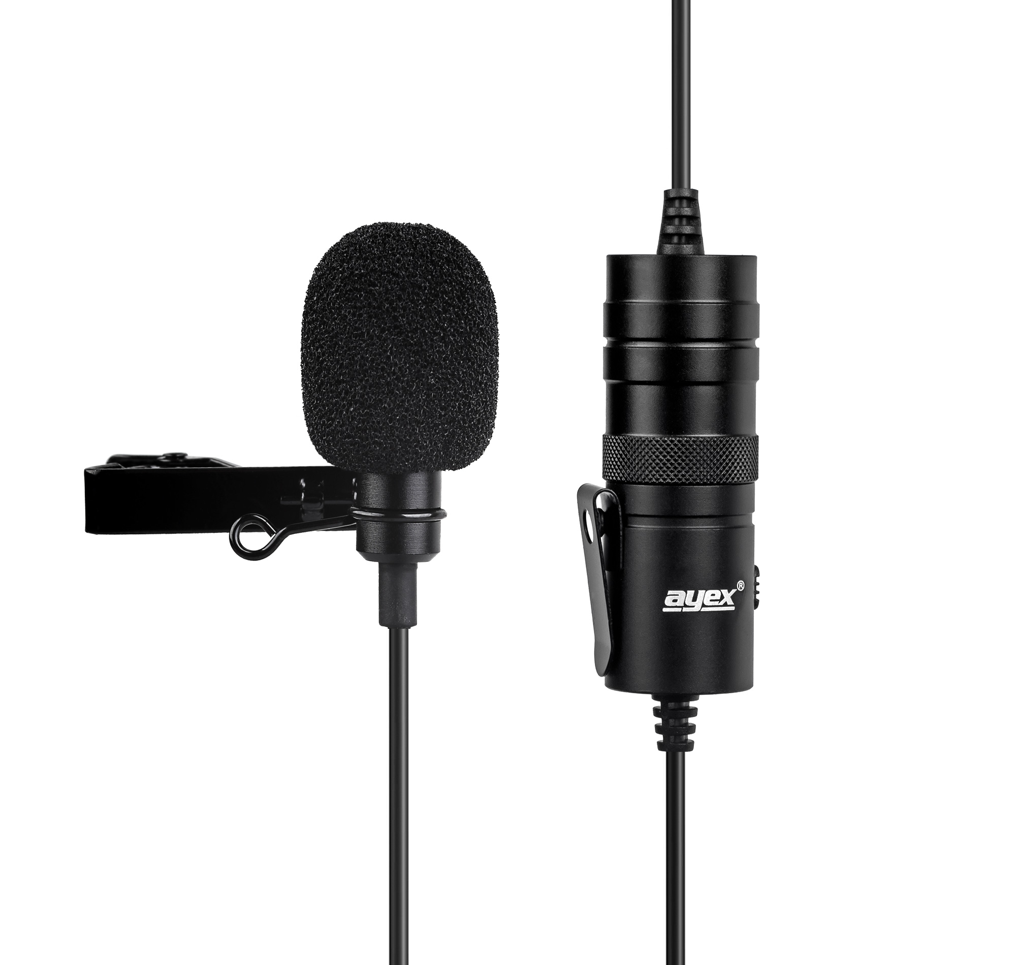 ayex Profi Lavalier-Mikrofon mit Windschutz und Klemme Universal einsetzbar für Interviews Livestreams uvm LV-10