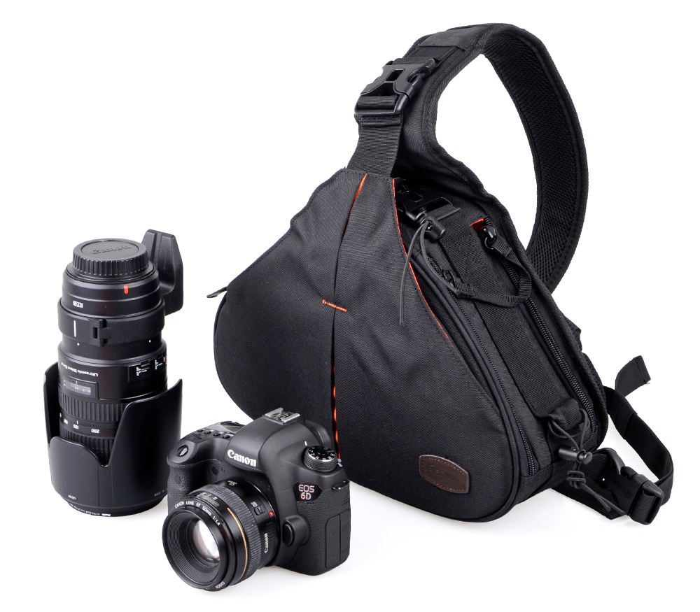 Praktische Triangel Fototasche Slingbag von Eirmai mit vielen Fächern für Kamera, Objektiv und Zubehör