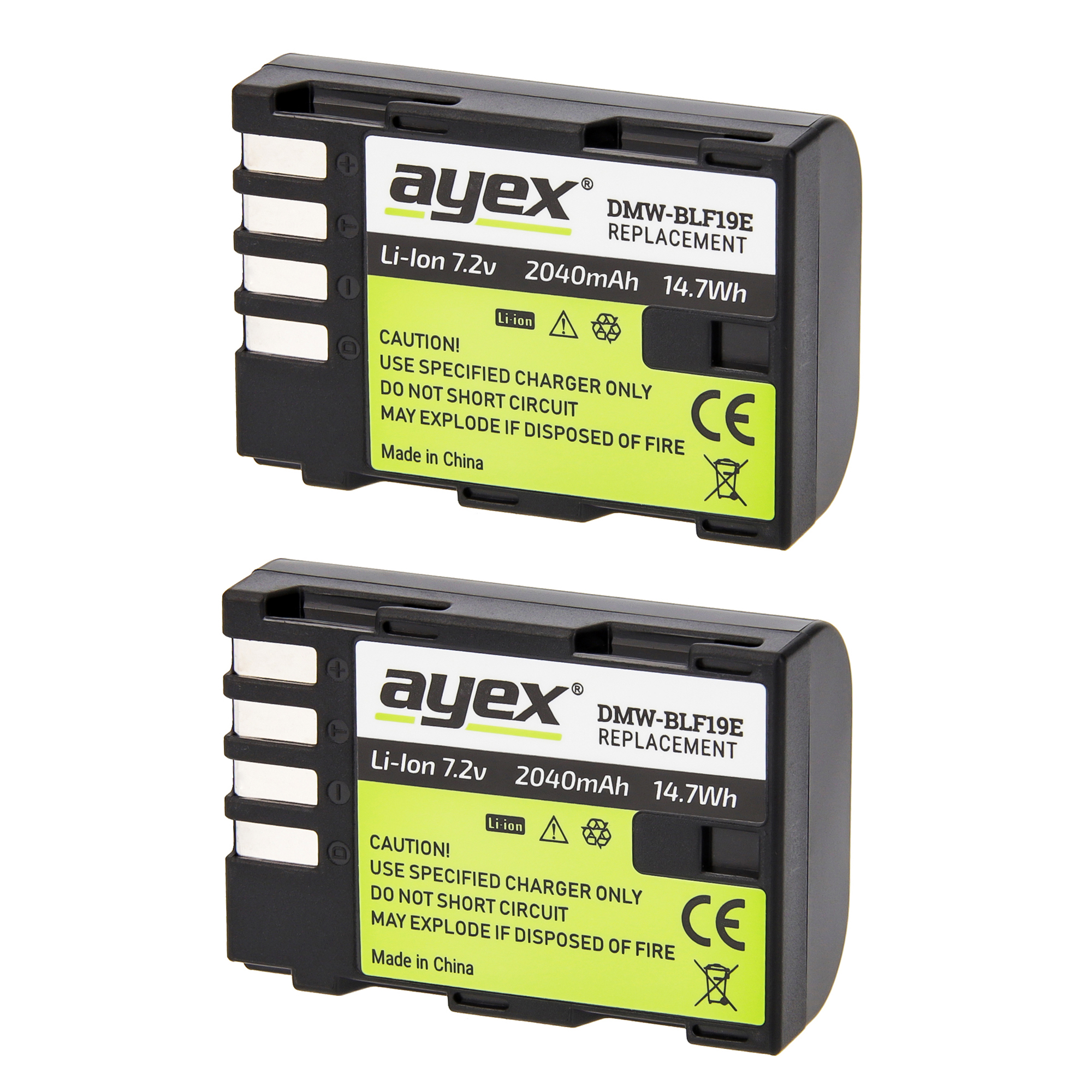ayex Batteriegriff Set für Panasonic Lumix G9 + 2x BLF-19 Akkus + USB Dual Ladegerät
