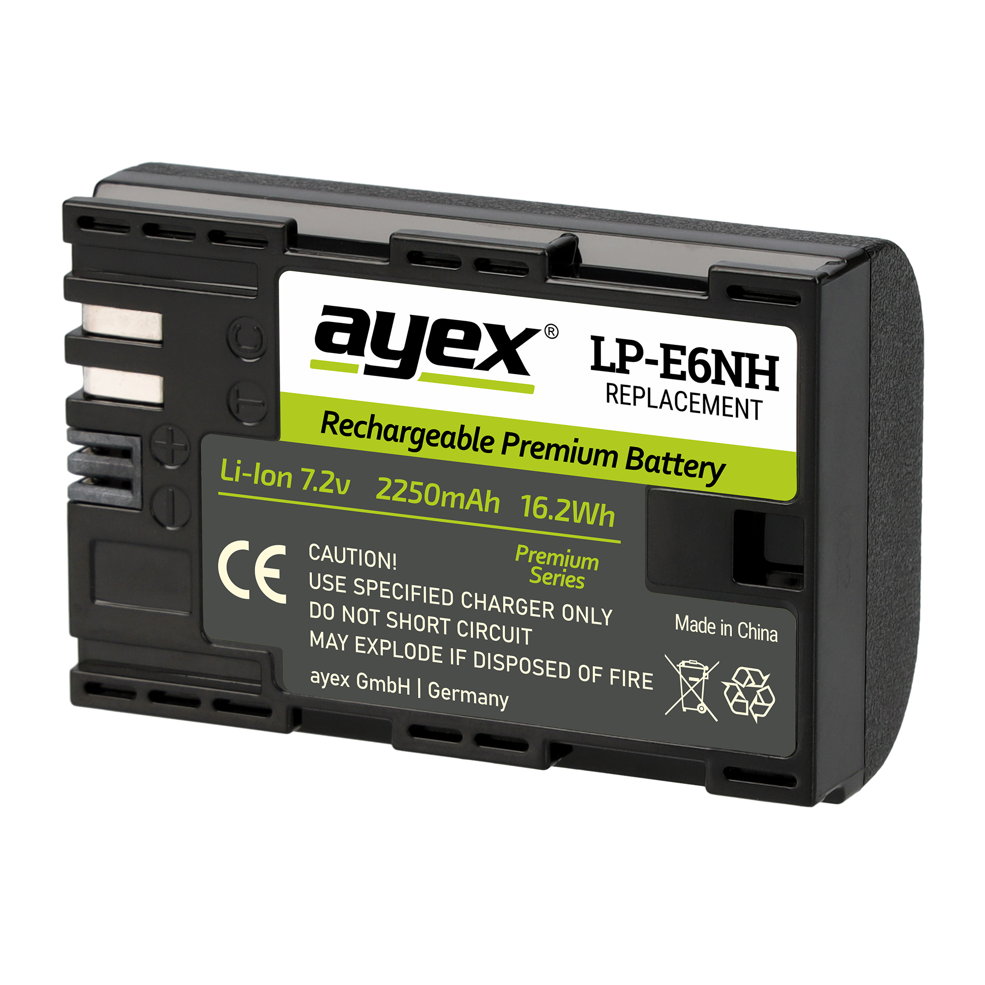 ayex LP-E6NH Premium Akku 2 Stück für Canon Kameras wie EOS R Leistungsstark lange Laufzeit 2250mAh Infochip