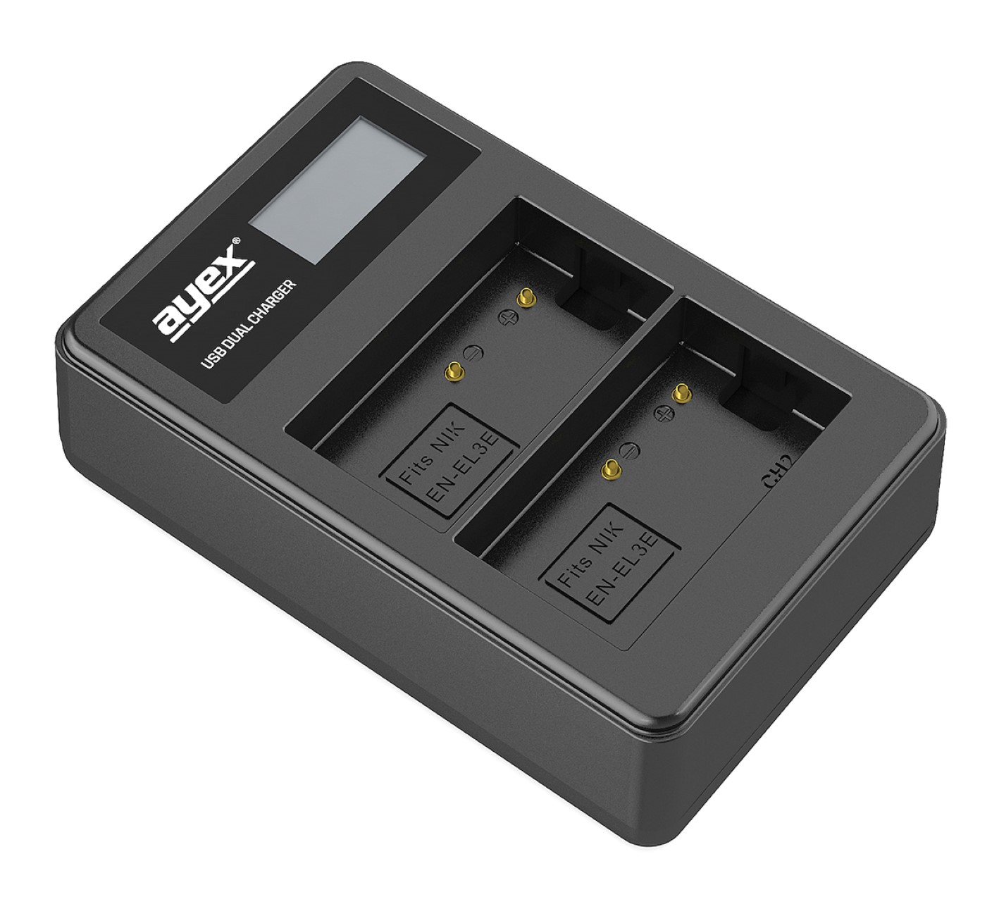 ayex Power Set mit 2x EN-EL3E Akku für Nikon + 1x USB Dual Ladegerät