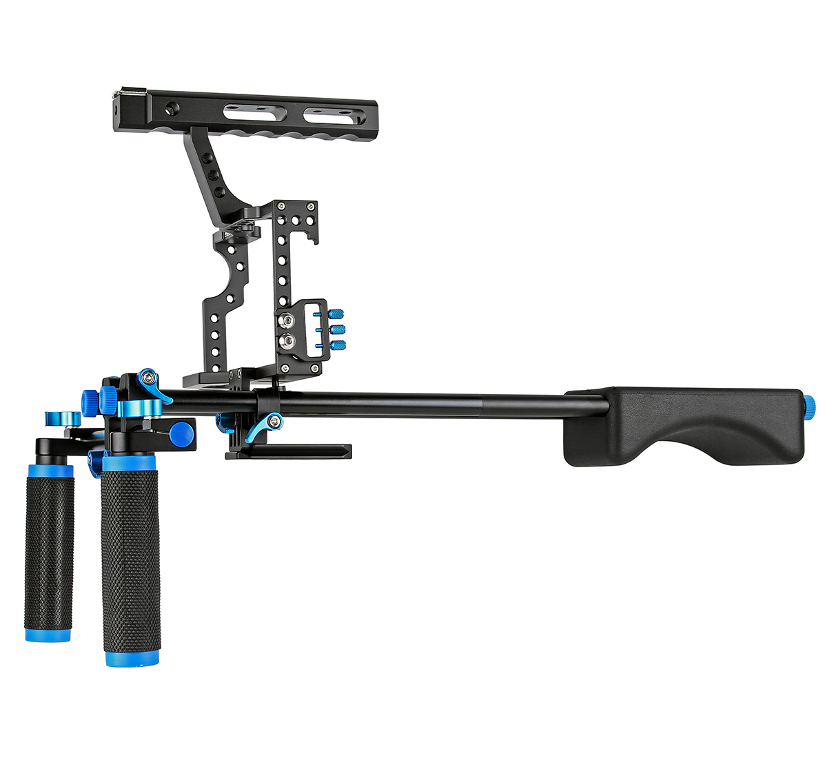 ayex Schulterstativ Kamera Cage Rig Set für Sony A7, A7II, A7R, A7RII, A7S, A7SII und Panasonic Lumix DMC-GH4 - Cage C5 Set