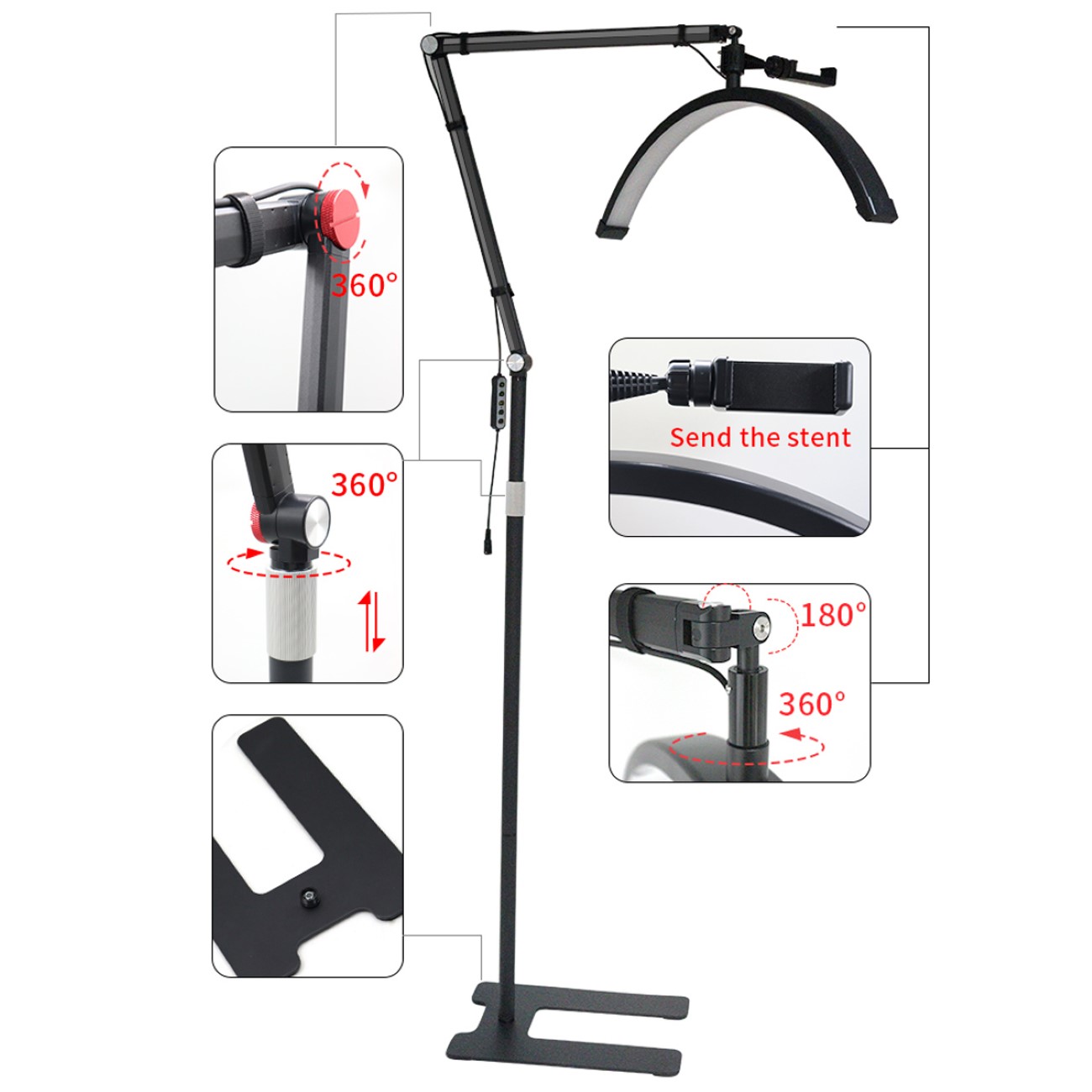 LED Beauty Light Kosmetiklampe Moonlight 360° Drehung dimmbar Fotografie Handyhalter Nageldesign