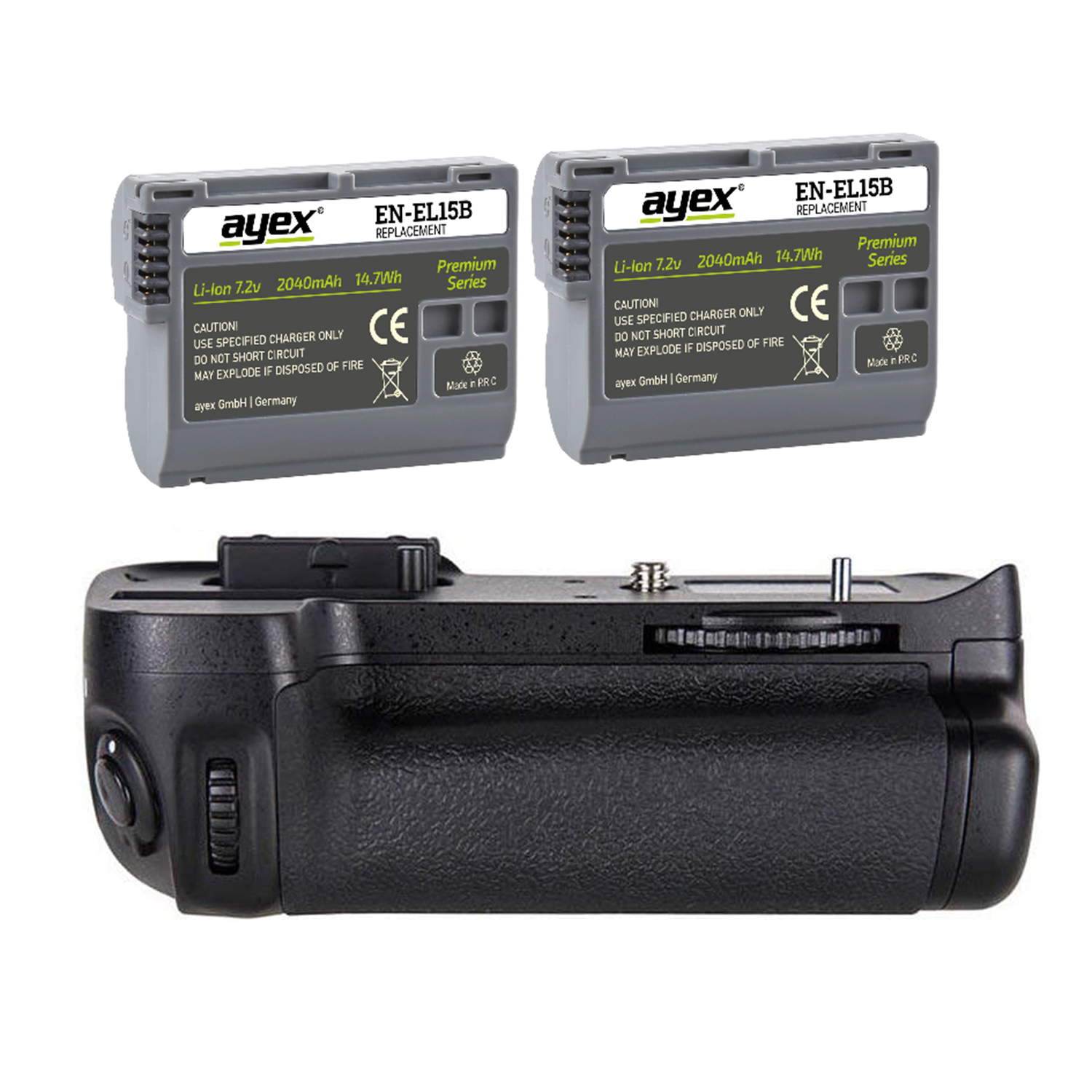 ayex Batteriegriff Set für Nikon D7000 + 2x EN-EL15B Akkus wie MB-D11