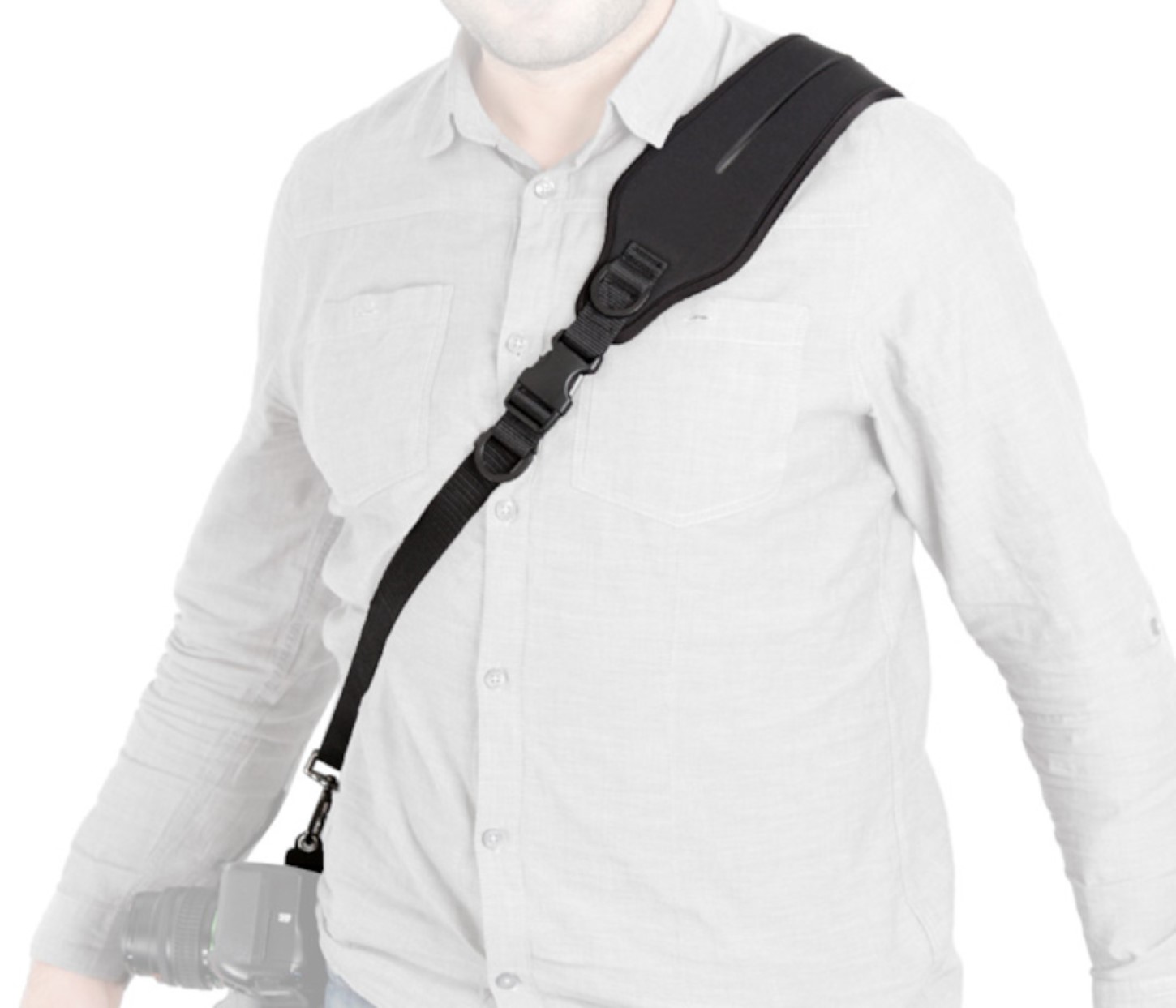 Profi Neopren Kameragurt mit individuell verstellbaren Gurte + Karabinerhaken Single Quick Strap 3