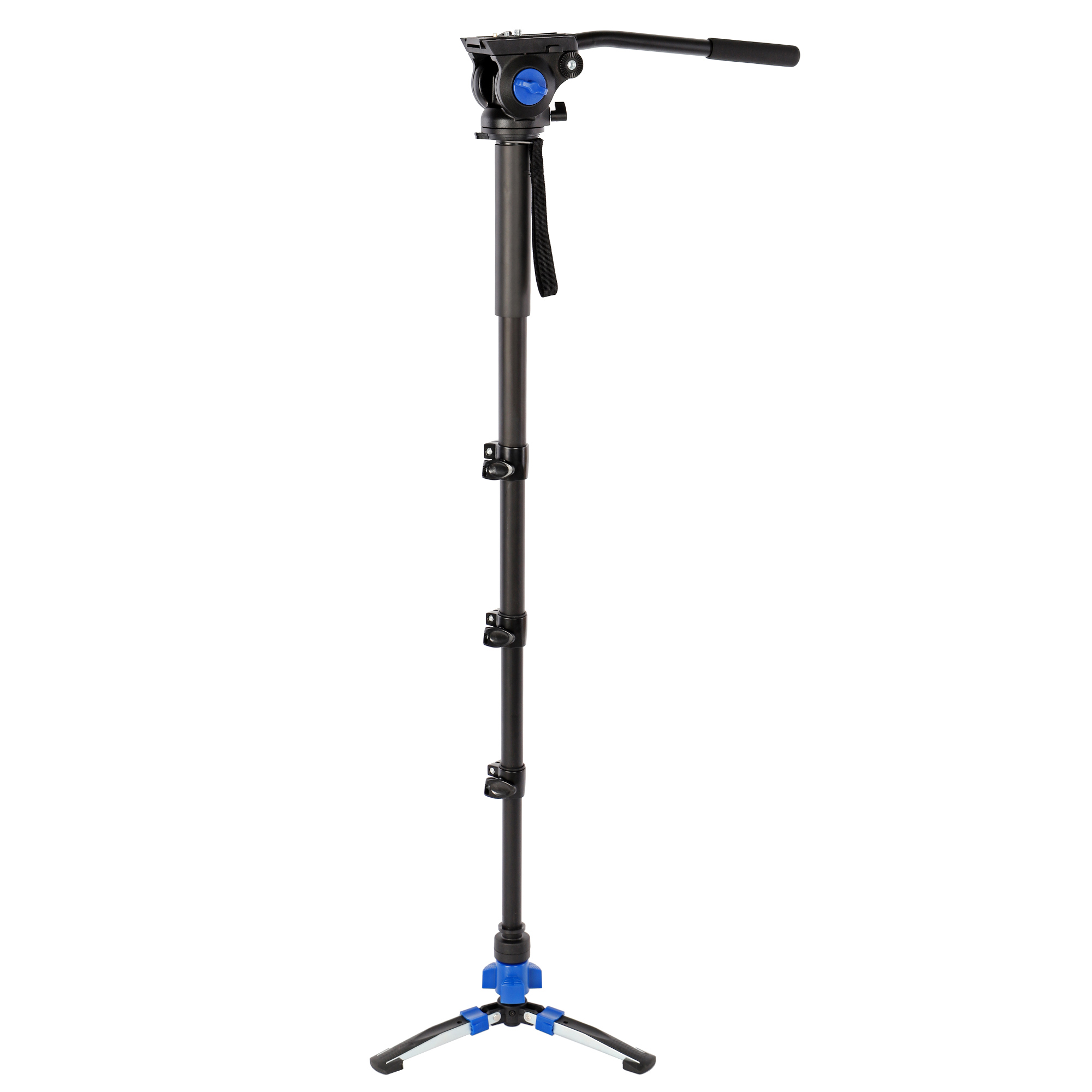Video-Monopod mit Fluid-Kopf & Standspinne – 190 cm Höhe, leicht & stabil, inkl. Tasche