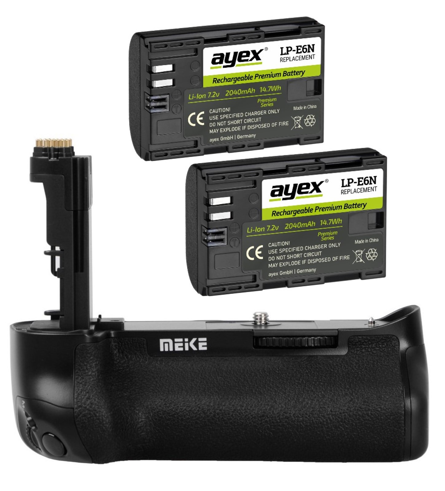 Meike Batteriegriff Set für Canon EOS 7D Mark II + 2x LP-E6 Akku wie BG-E16