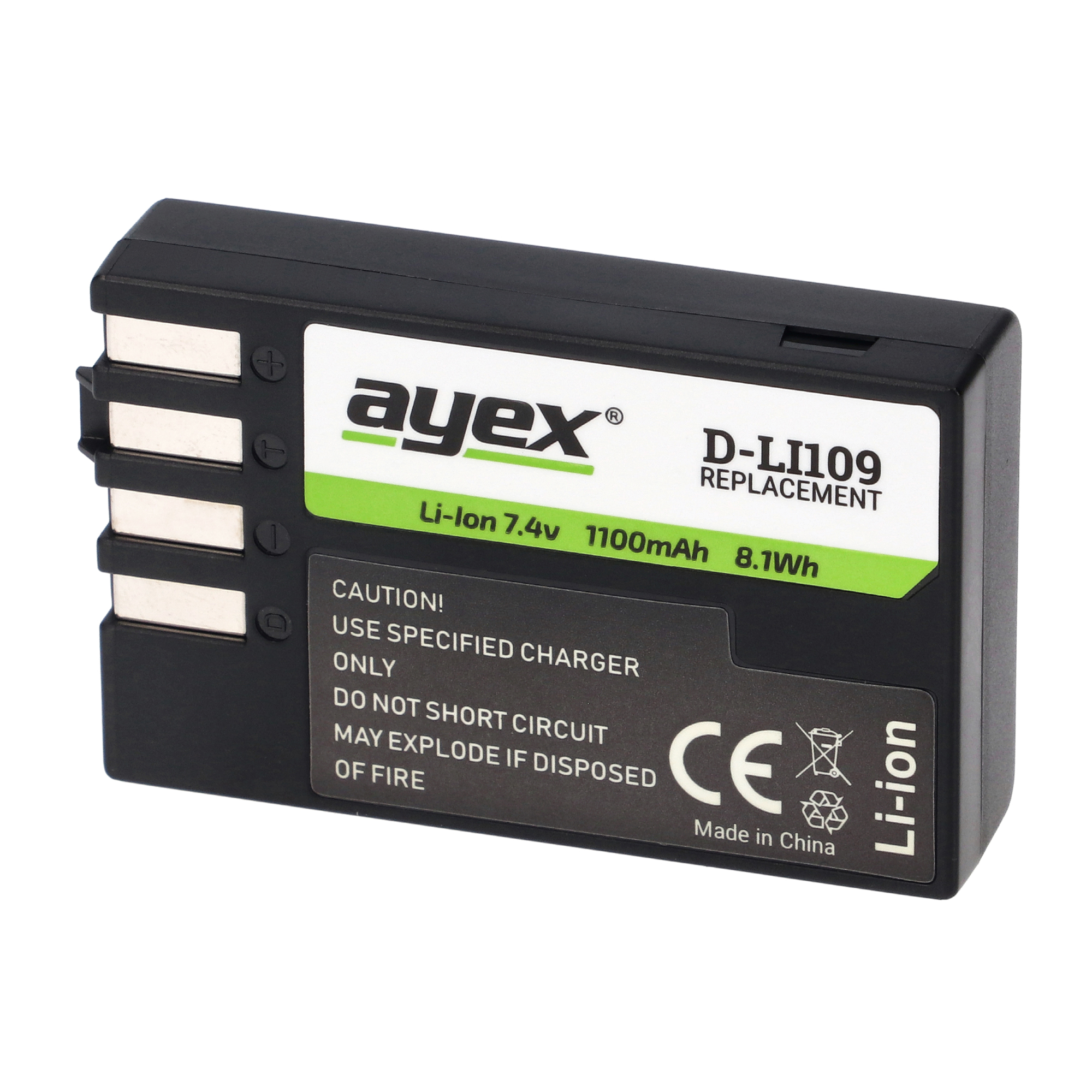 ayex D-Li109 Akku für zB Pentax K-S2 K-S1 K-500 K-50 K-30 K-R GH5 100% kompatibel langlebig zuverlässig