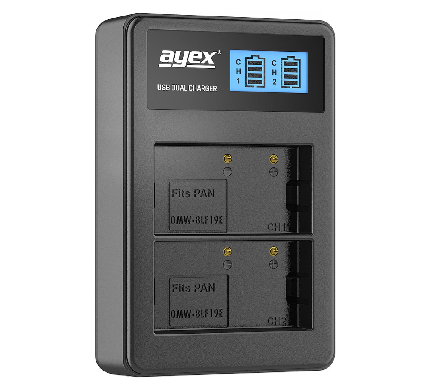 ayex USB Dual Ladegerät für Panasonic DMW-BLF19E Akkus