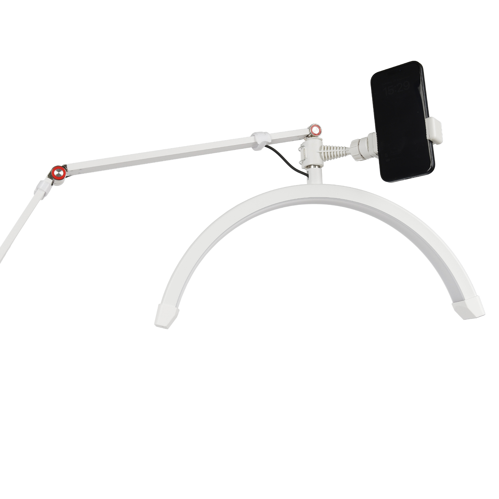 Halbmond Beauty Light 20W LED Kosmetiklicht dimmbar 360° drehbar Telefonhalter Stativ