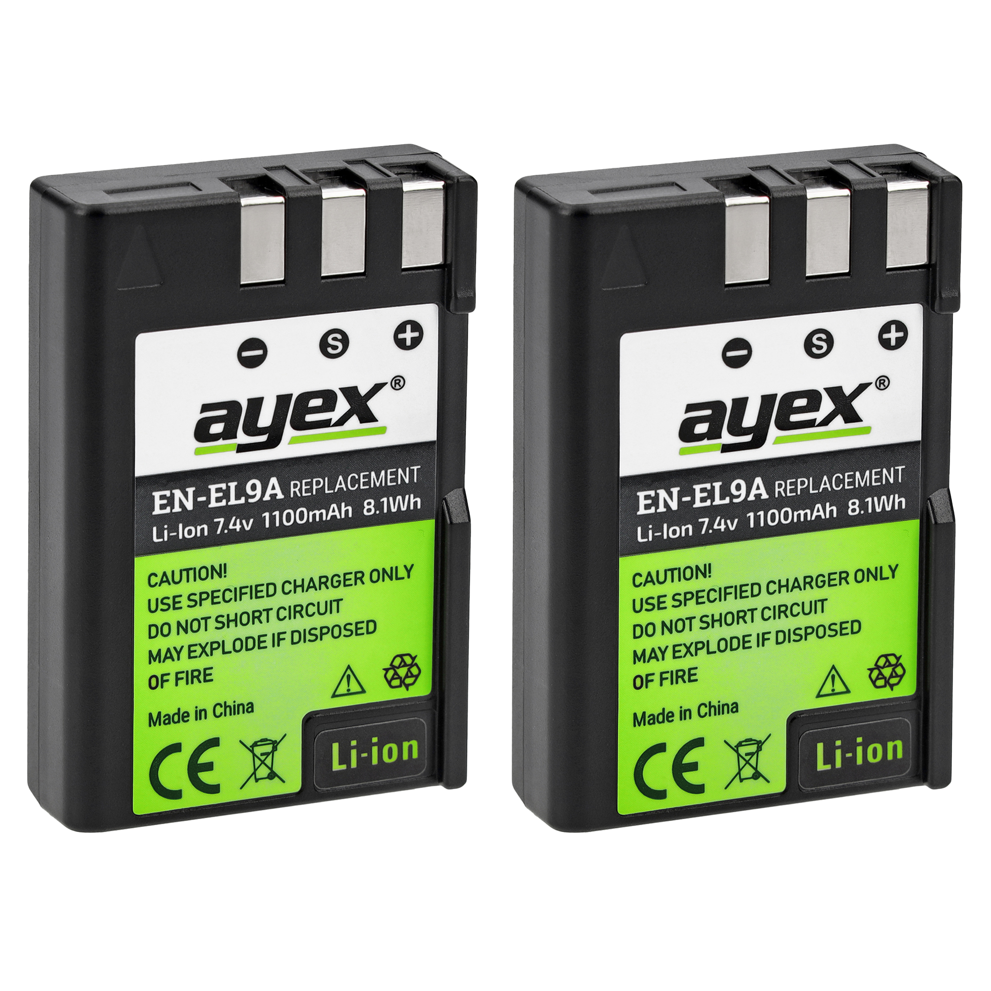 EN-EL9a Akku 2 Stück für zB Nikon D40 D40X D60 D3000 D5000 integrierter Infochip