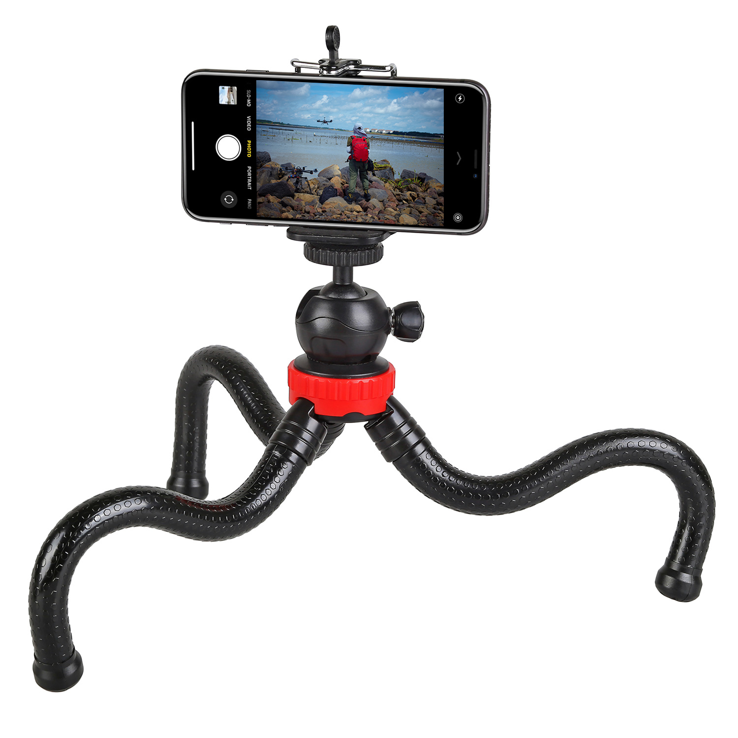 ayex flexibles Stativ mit Kugelkopf und Smartphonehalterung - Vielseitig einsetzbar - Perferkt für Unterwegs und Vlogger