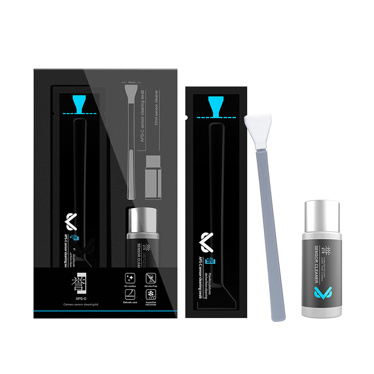 VS-S02-E APS-C Digital Camera Sensor Cleaning Kit Clean Swab × 10 für Kamerareinigung