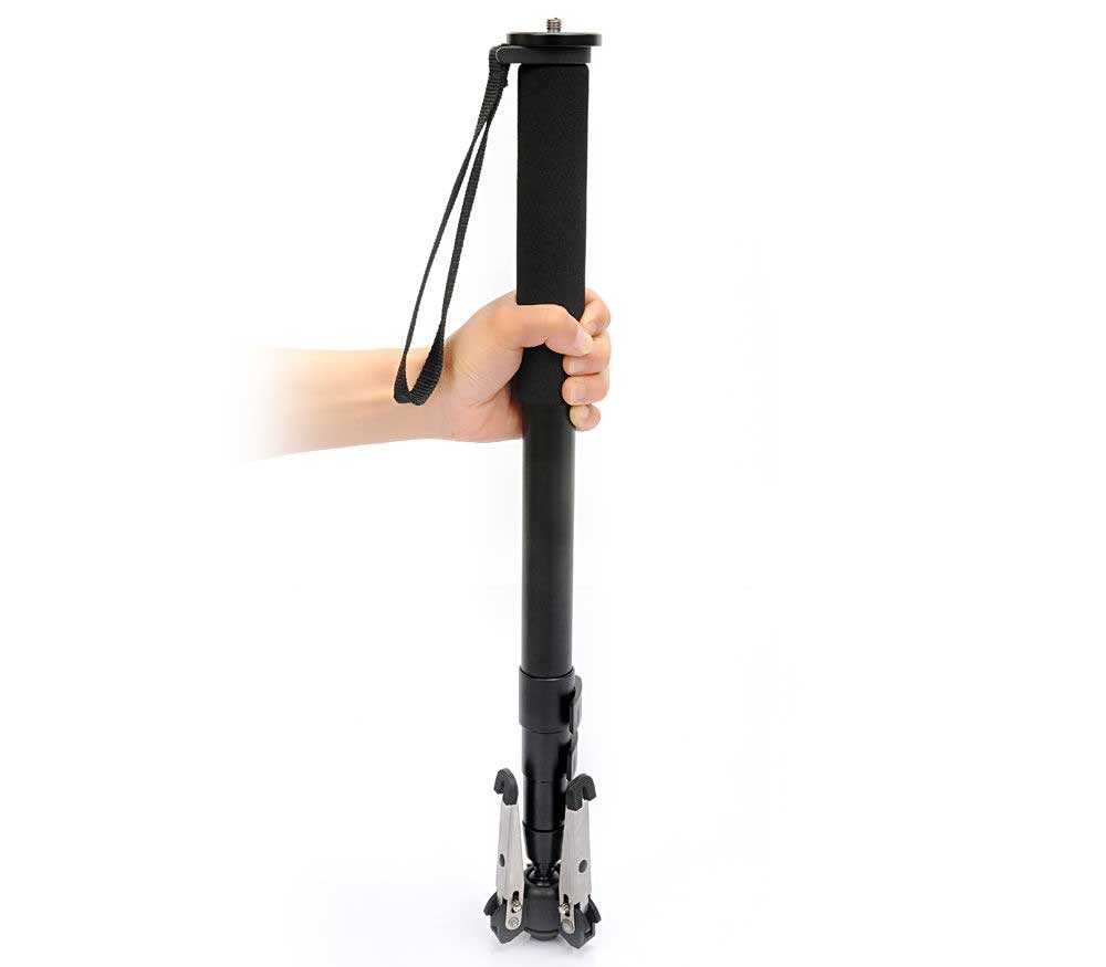 JUSINO VM-254E Monopod mit abnehmbarem Fuß/Tischstativ (Schnellspann-Clips) bis 6kg