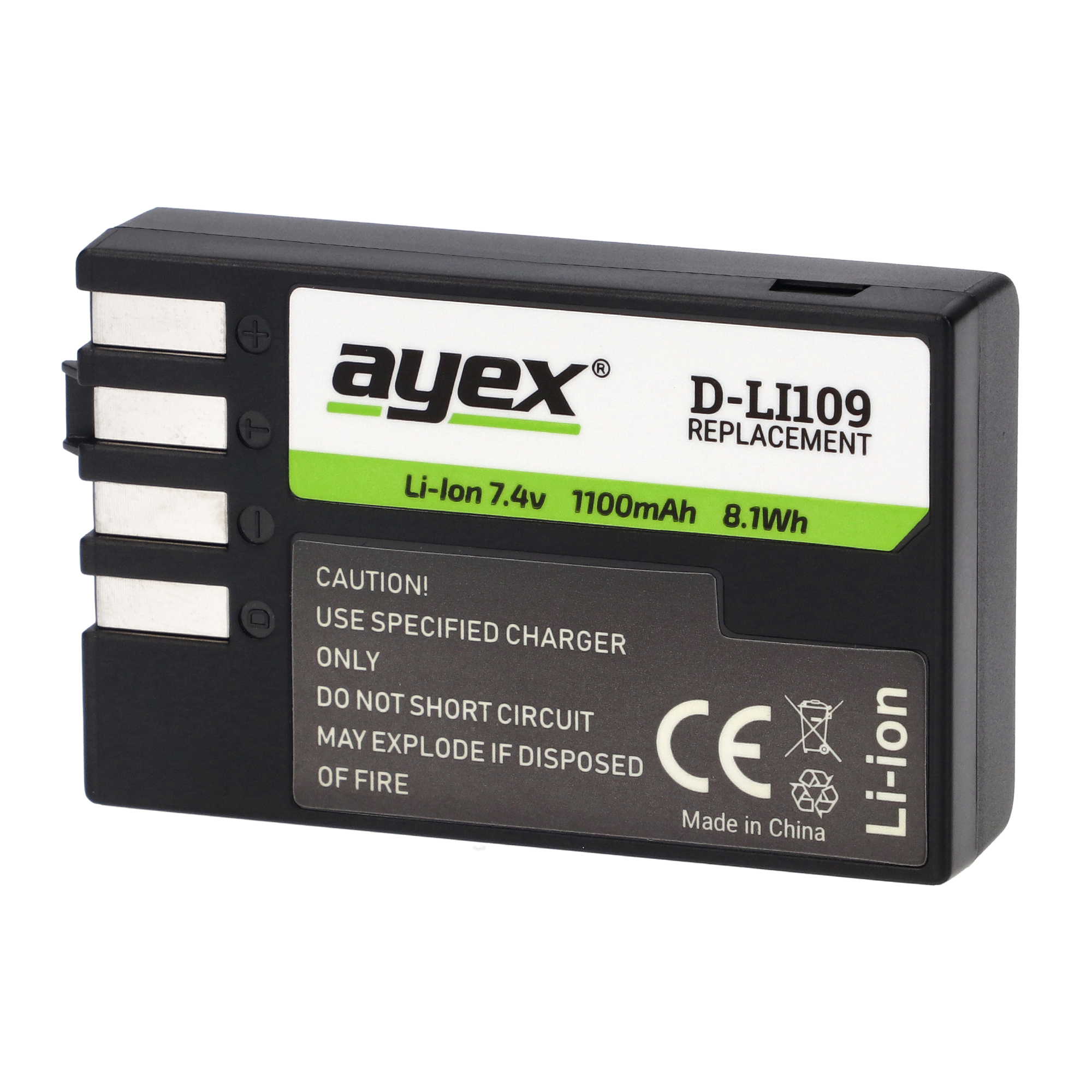 ayex D-Li109 Akku für zB Pentax K-S2 K-S1 K-500 K-50 K-30 K-R GH5 100% kompatibel langlebig zuverlässig