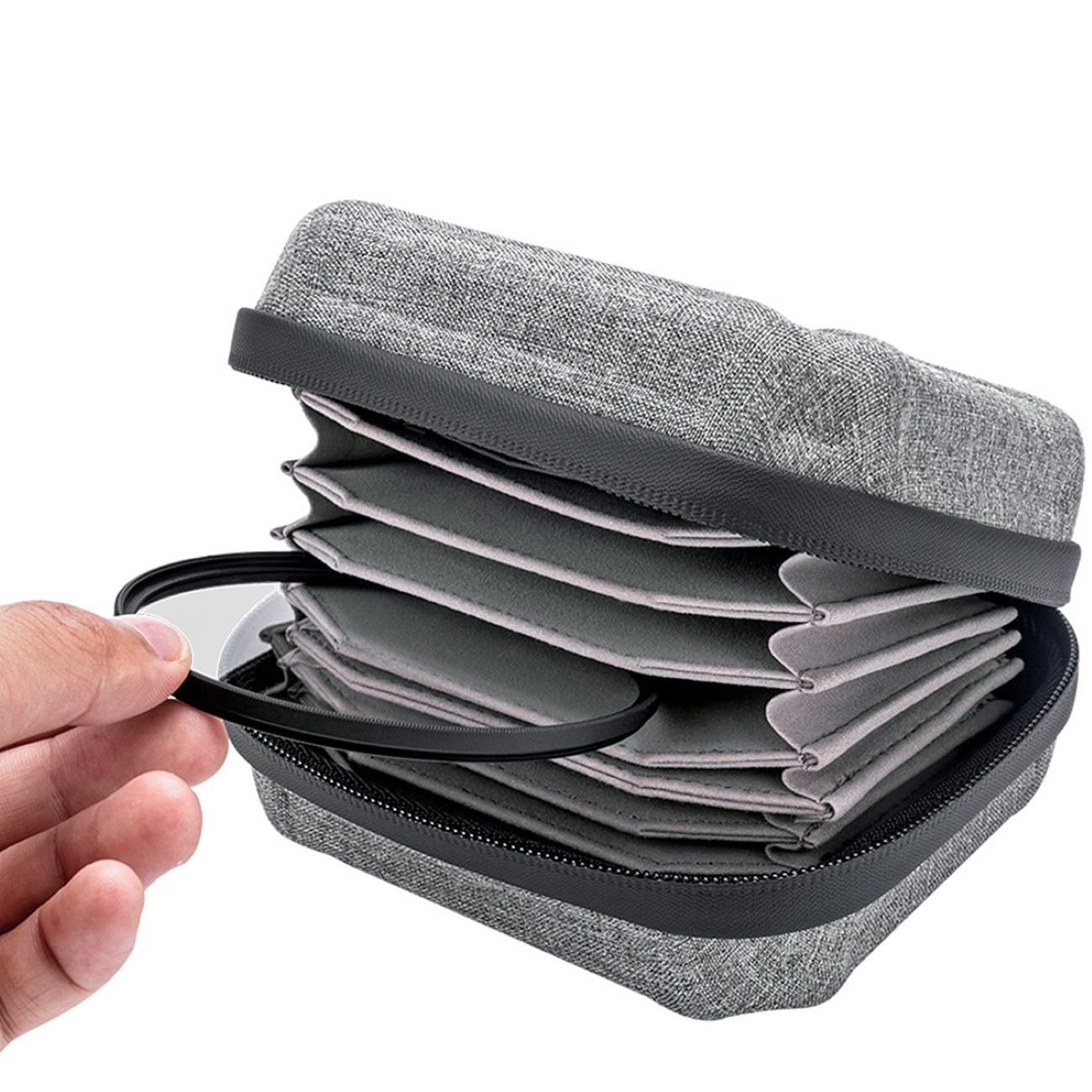 Filtertasche für 10 Filter bis 95mm Durchmesser Grau
